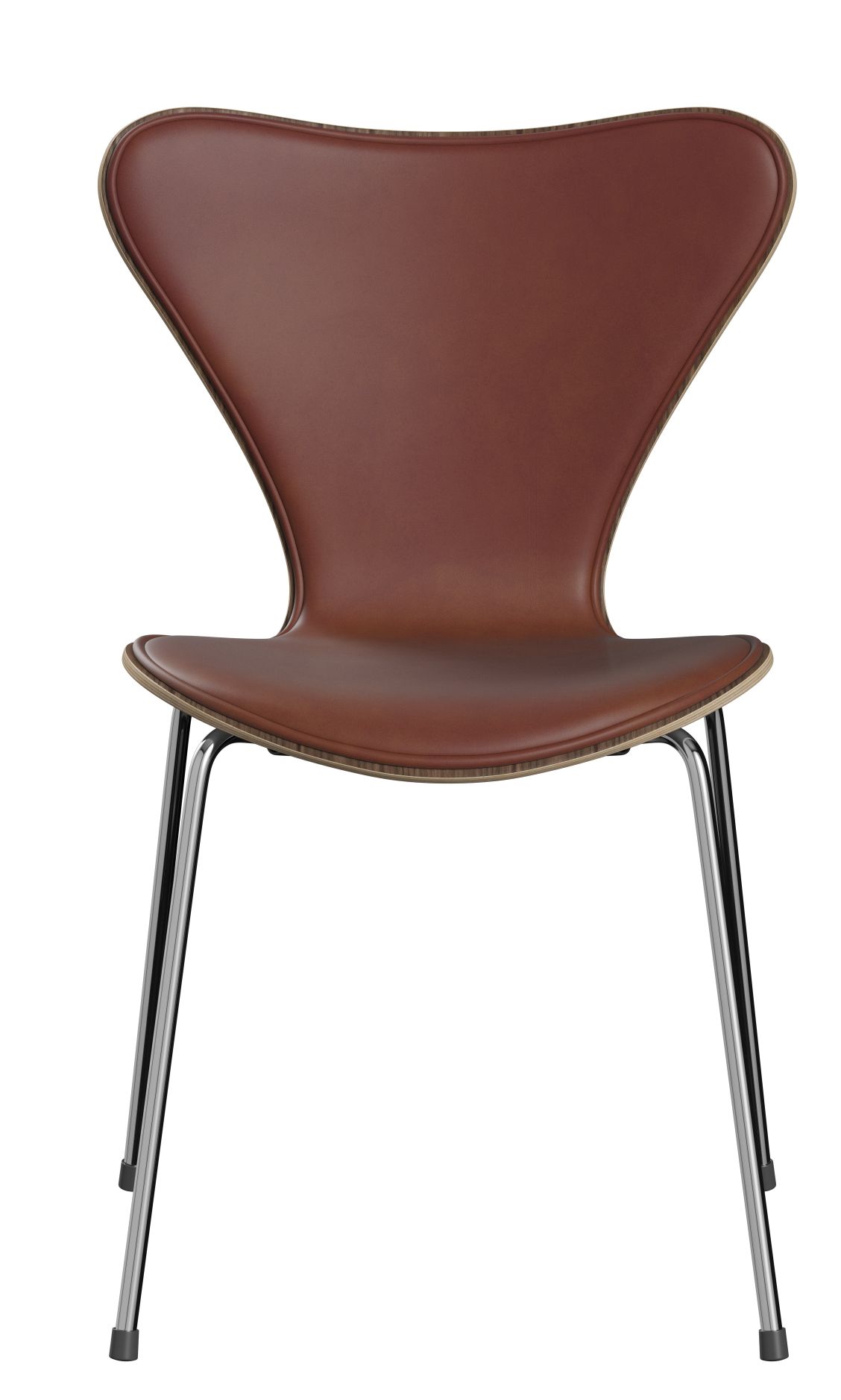 Siebener / Serie Stuhl 3107 Fritz Hansen Jubiläumsmodell Leder Grace Kastanie