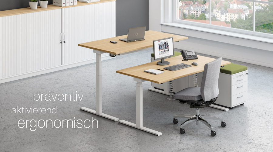 Sympas Sitz-/Steh-Tisch 65 - 125 cm hoch von Assmann Büromöbel