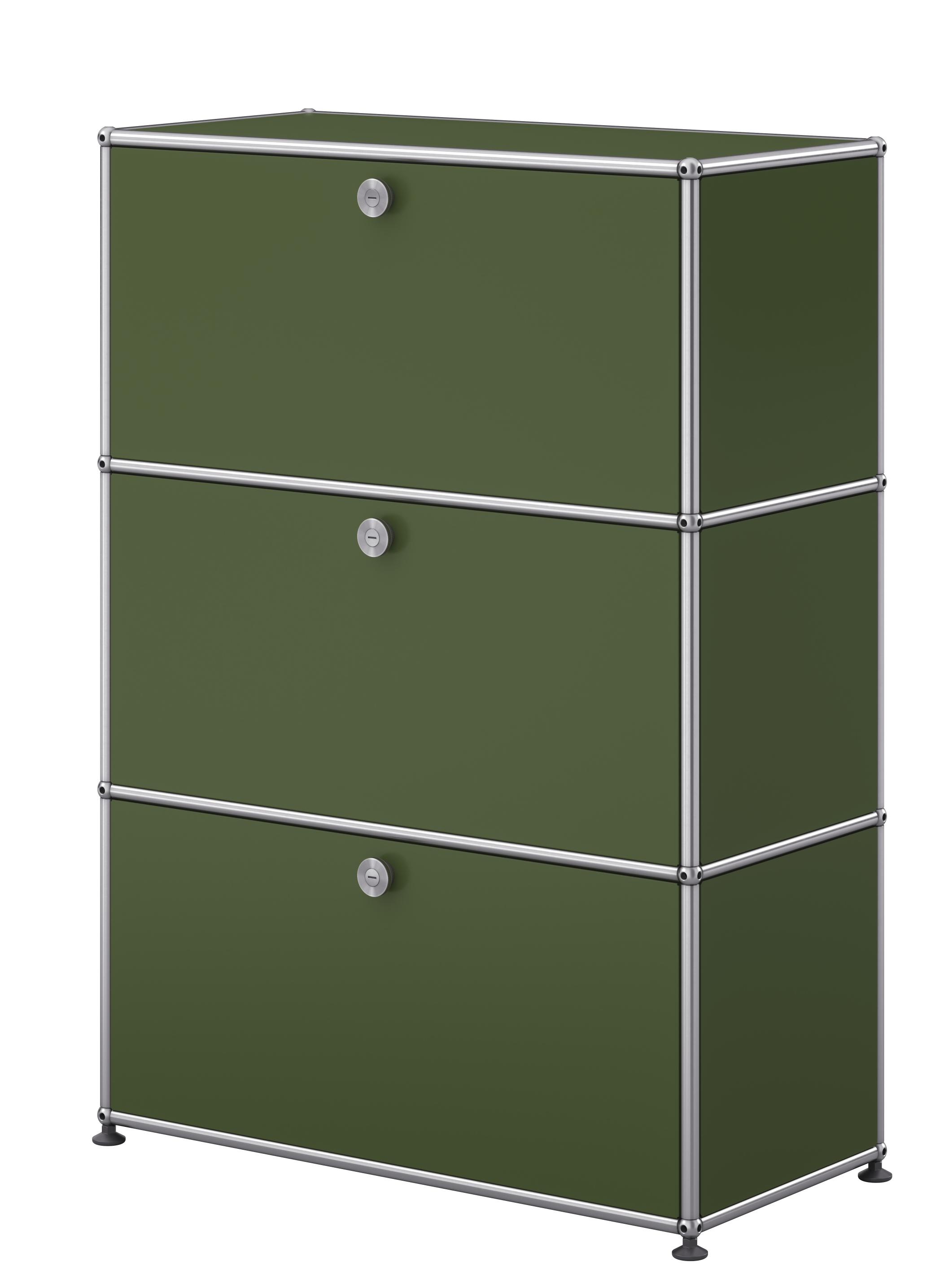 USM Haller Highboard G1 mit 3 Klappen – Olivgrün
