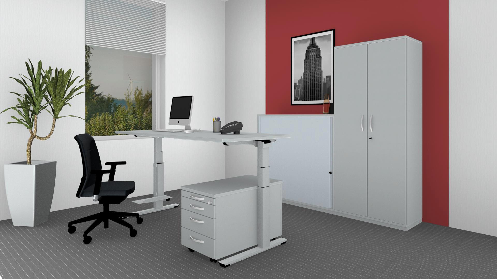 Paket Palmberg Sitz-/Steh-Arbeitsplatz-Buche Dekor
