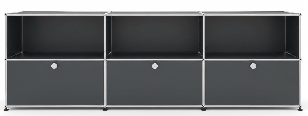 USM Haller Sideboard 3 Offen / 3 Klappen Anthrazitgrau