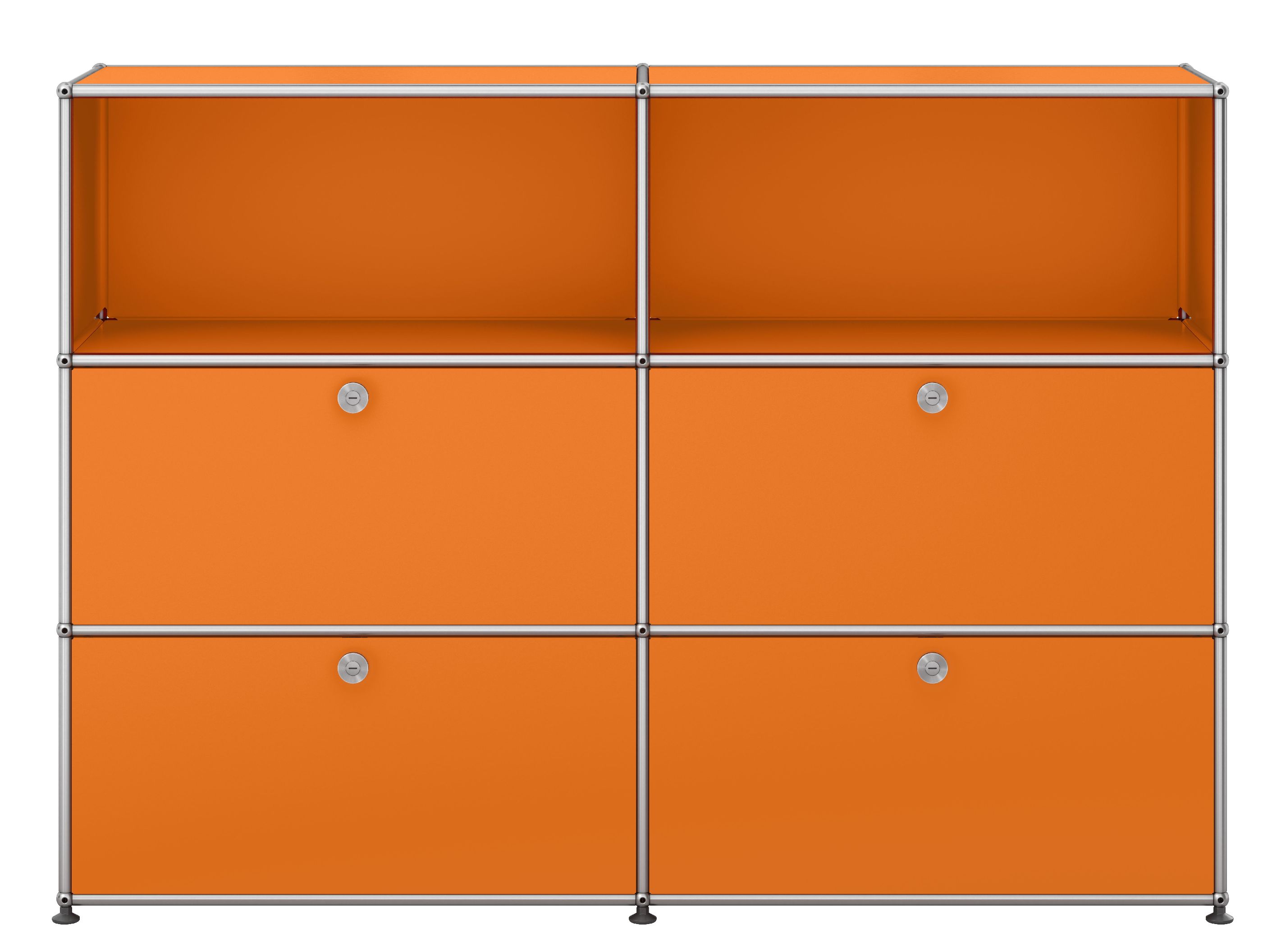 USM Haller Highboard 2 Offen / 2 Klappen / 2 Schubladen Reinorange
