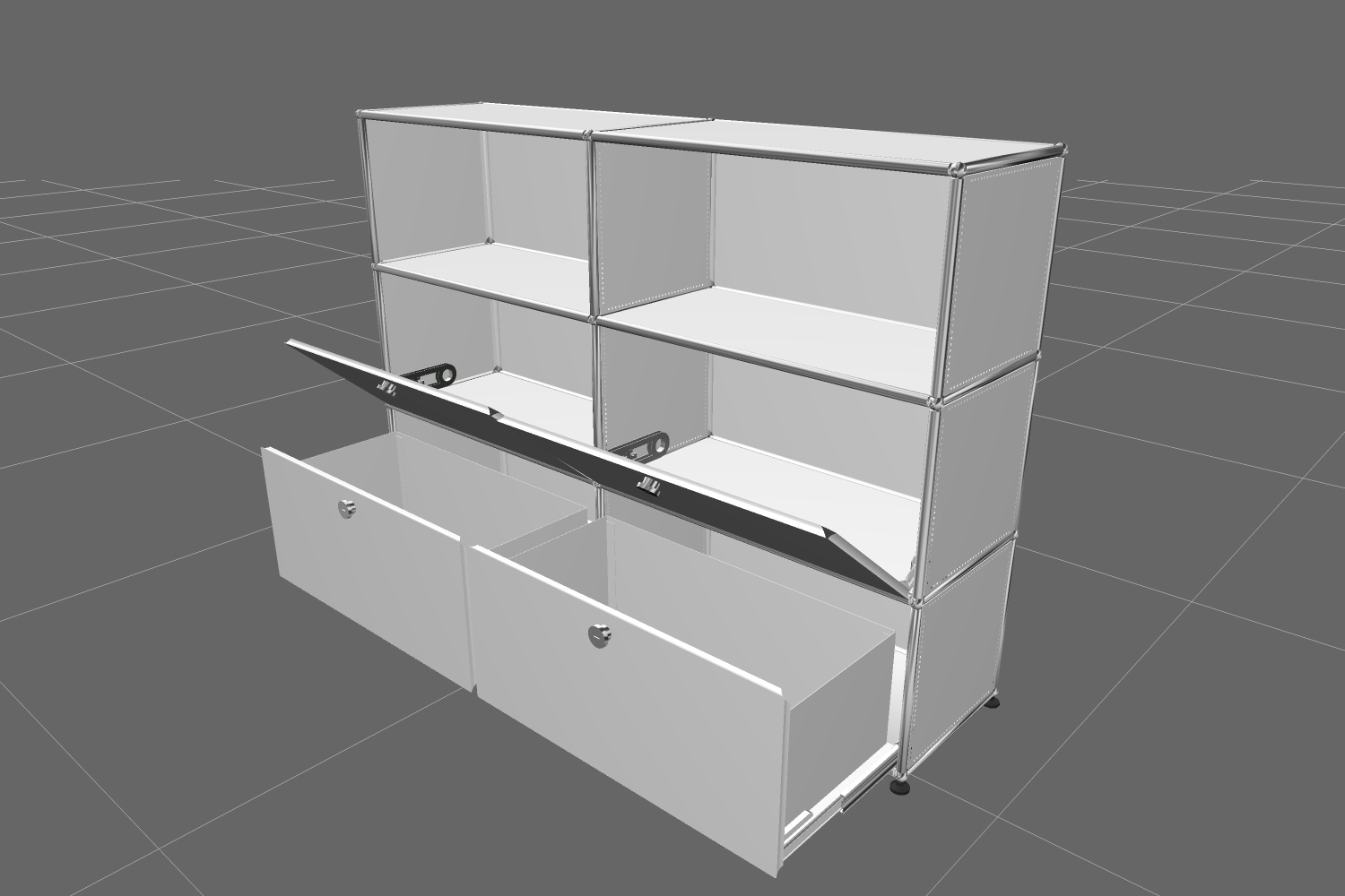 USM Haller Highboard 2 Offen / 2 Klappen / 2 Schubladen Reinweiß - FAST DELIVERY