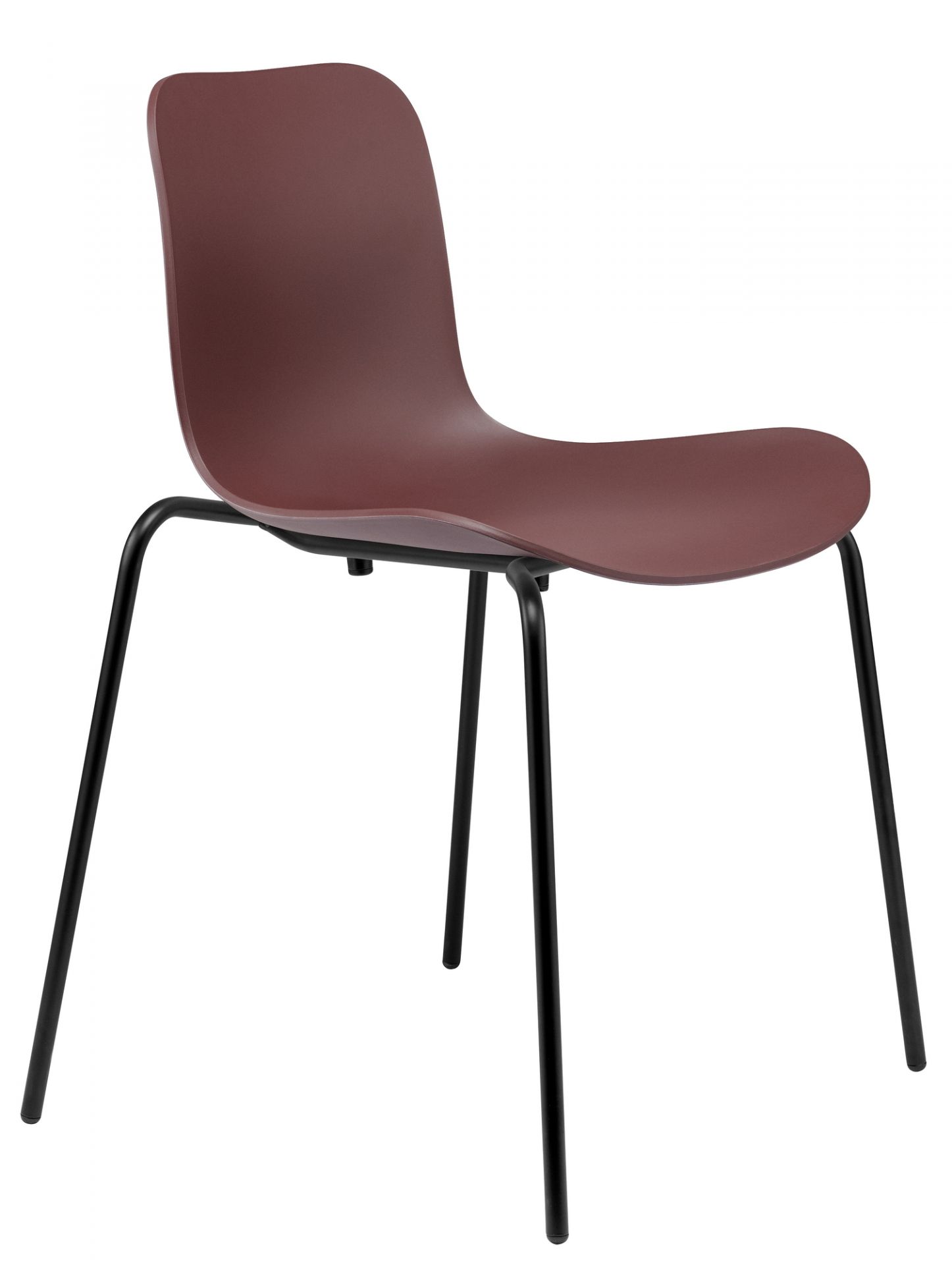 Langue Stuhl von Norr11 in Burgundy mit schwarzem Gestell, moderner Design Stuhl.