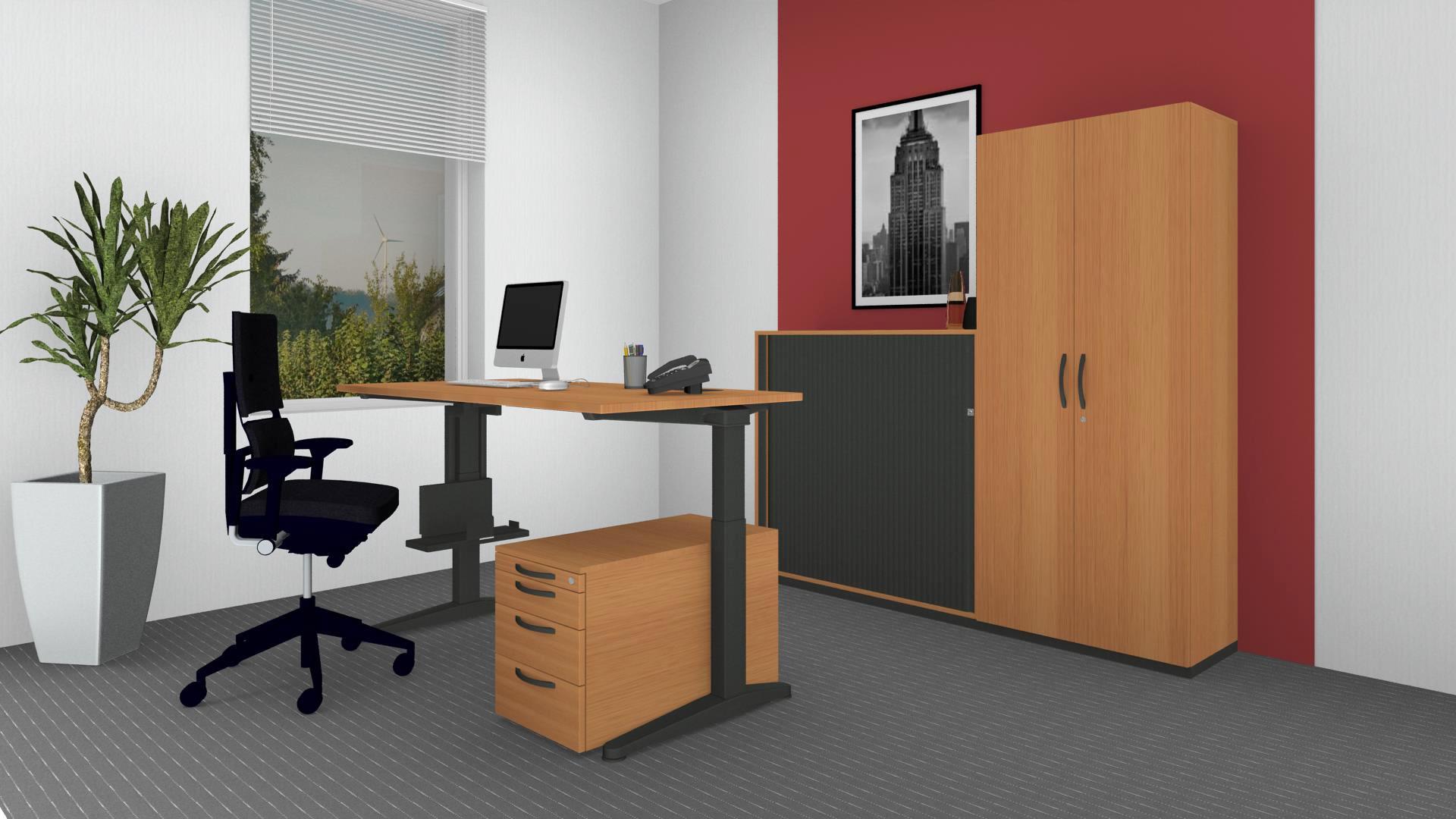 Paket Steelcase Sitz-/Steh-Arbeitsplatz-Ahorn Dekor