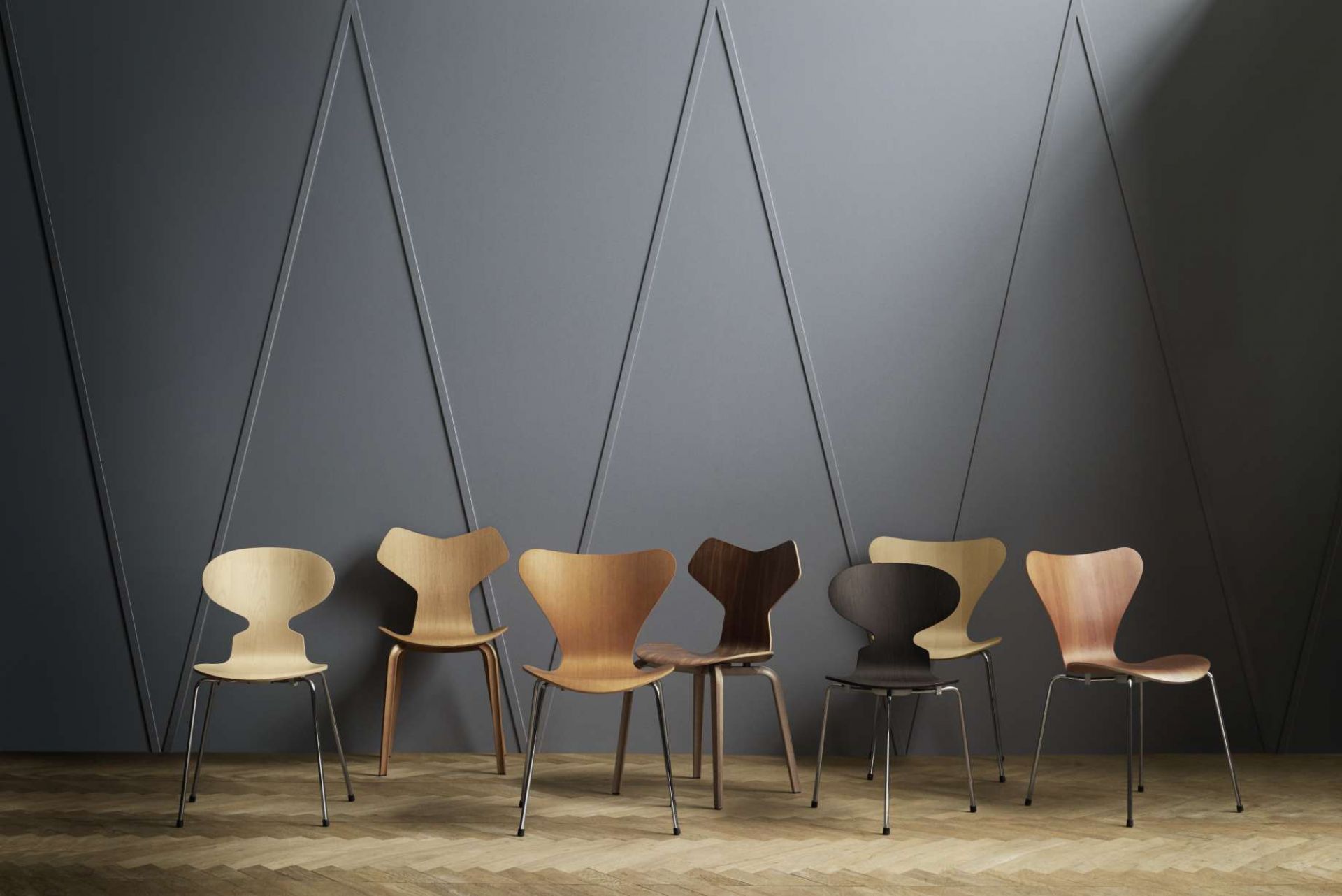 Siebener / Serie Stuhl 3107 Esche Deep Clay/Braunbronze SH 46 Fritz Hansen EINZELSTÜCK