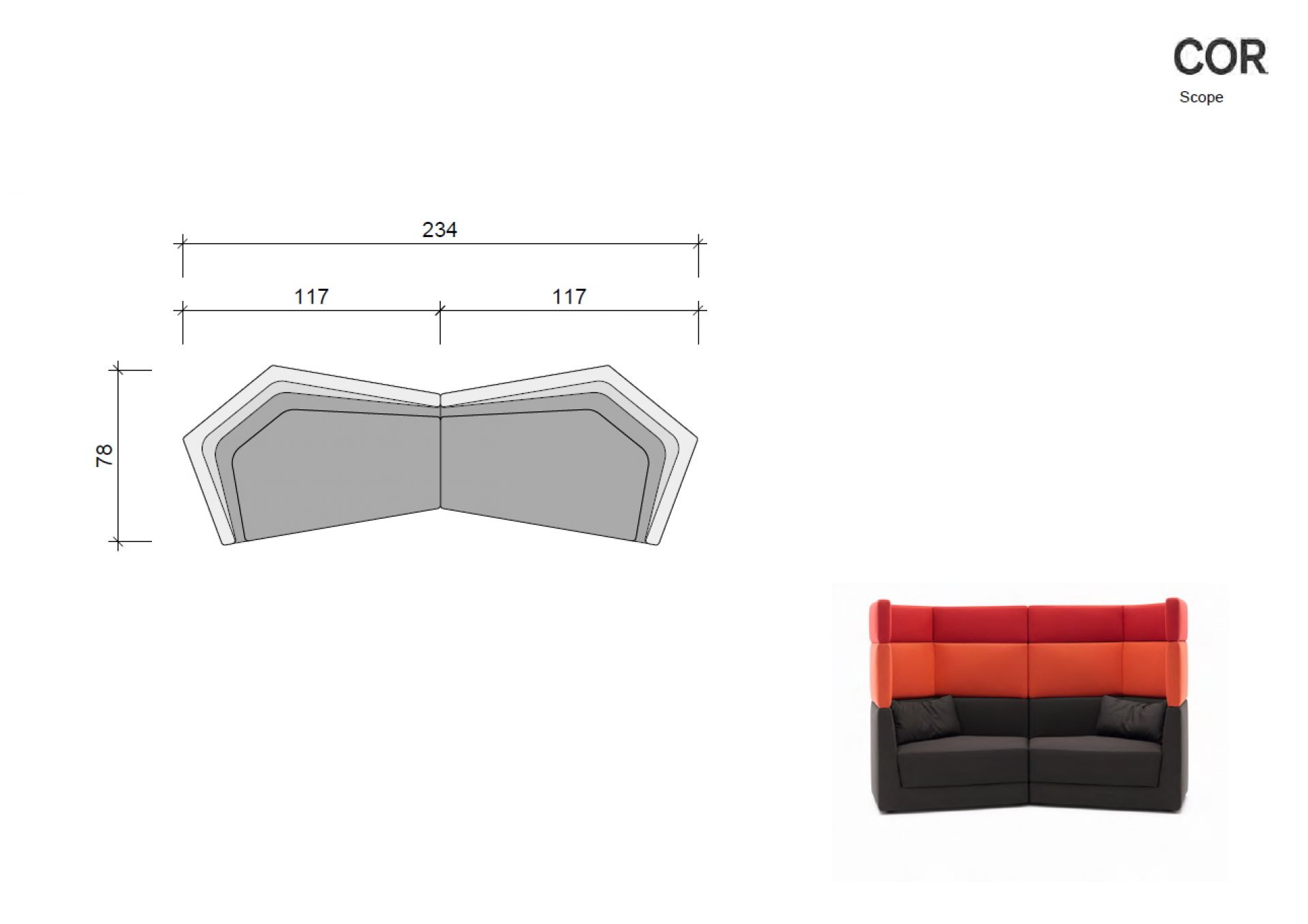 Scope Sofa Sitzelement niedrig Cor