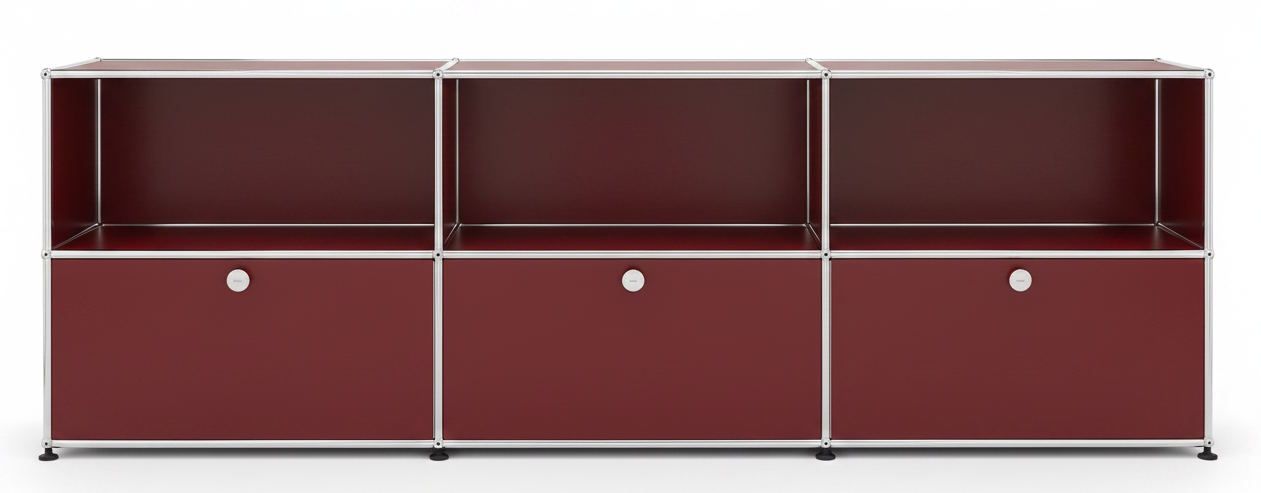 USM Haller Sideboard 3 Offen / 3 Klappen Rubinrot