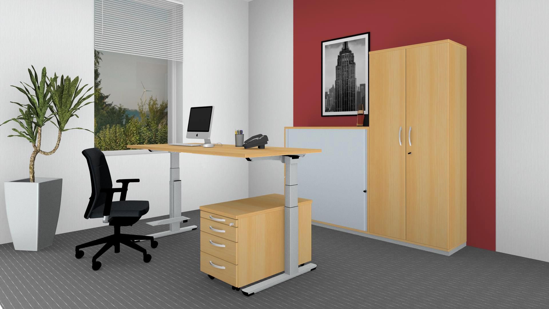 Paket Palmberg Sitz-/Steh-Arbeitsplatz-Buche Dekor