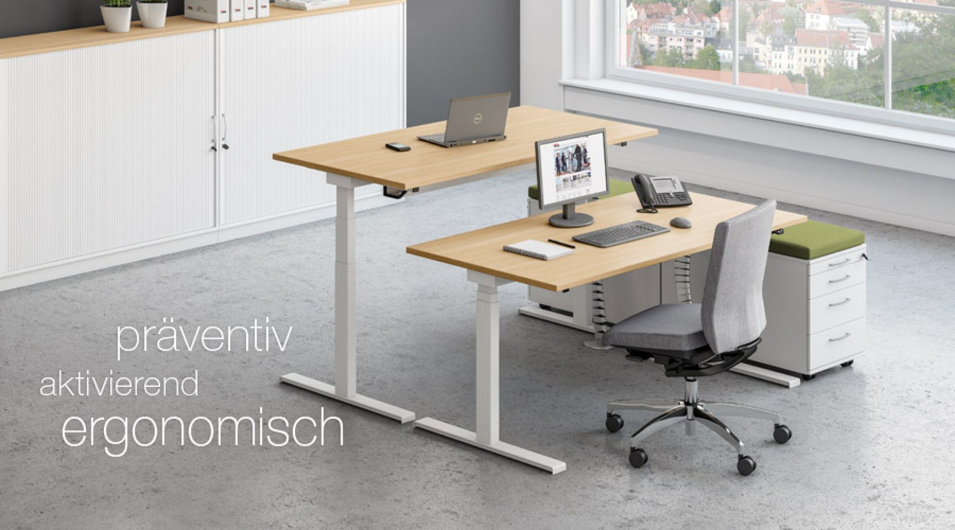Sympas Schreibtisch höhenverstellbar von Assmann Büromöbel