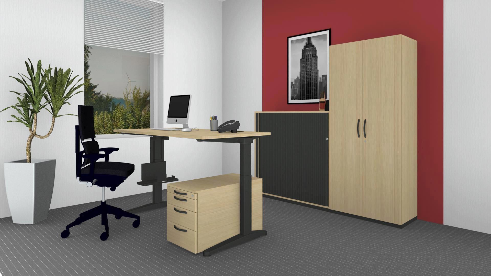 Paket Steelcase Sitz-/Steh-Arbeitsplatz-Ahorn Dekor
