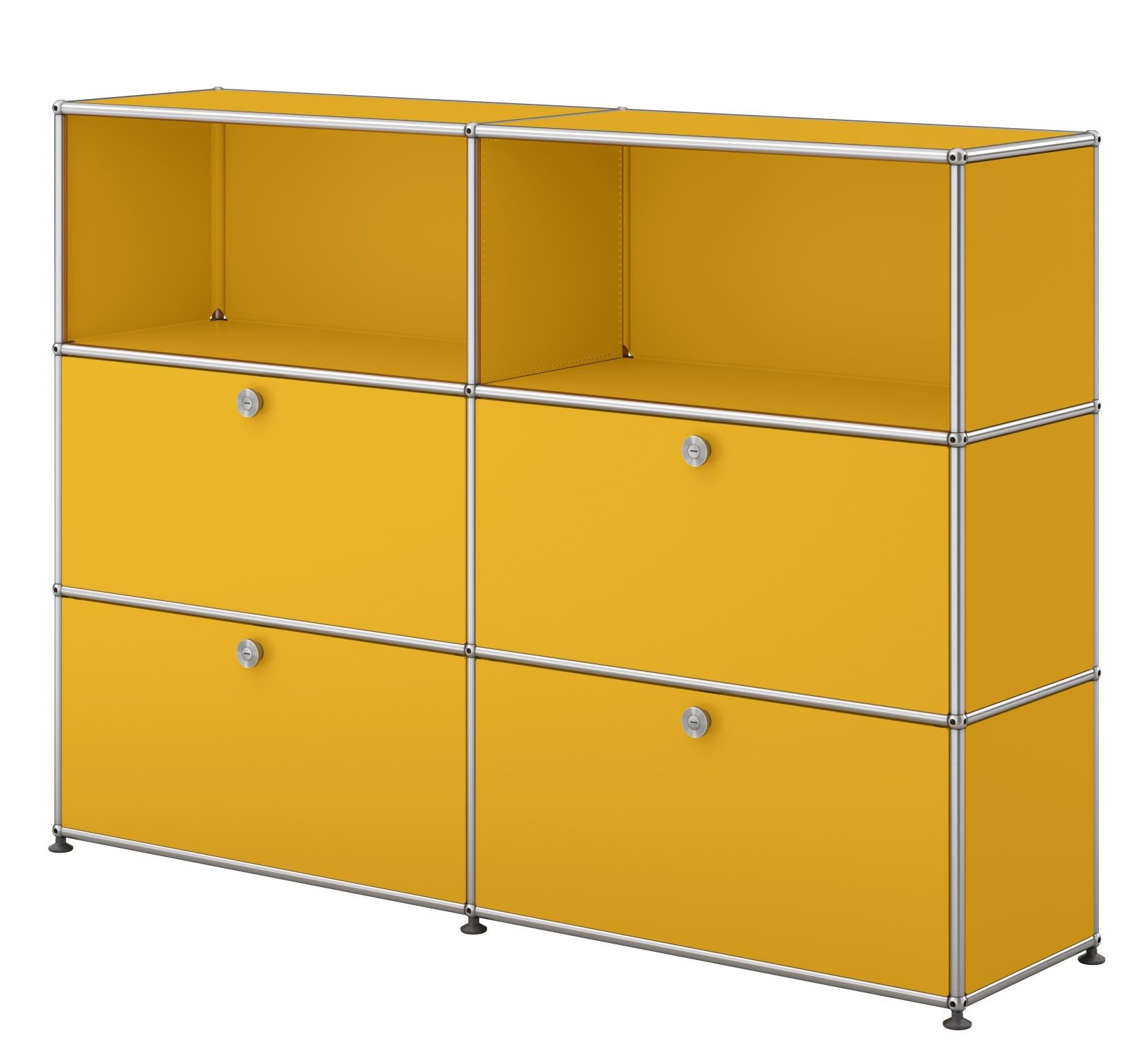 USM Haller Sideboard / Highboard mit 4 Klappen – QUICK SHIP goldgelb