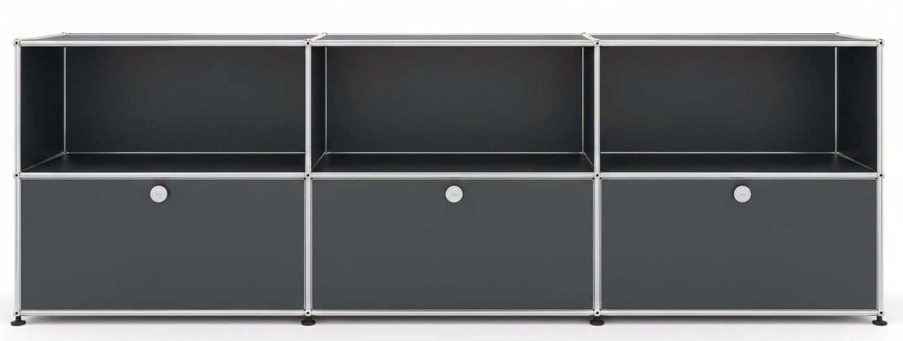 USM Haller Sideboard 3 Offen / 3 Klappen Anthrazitgrau