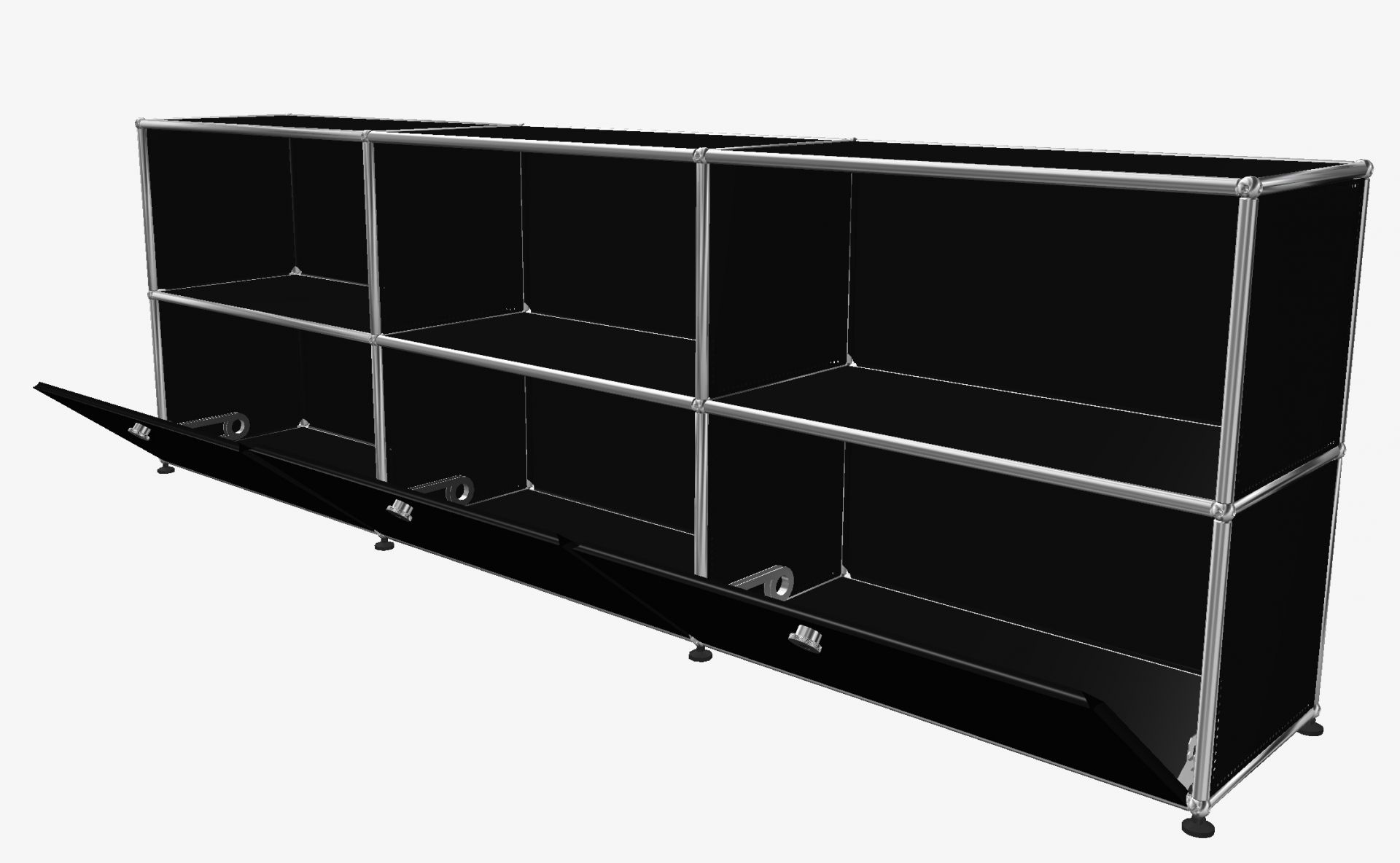 USM Haller Sideboard 3 Offen / 3 Klappen Graphitschwarz - FAST DELIVERY