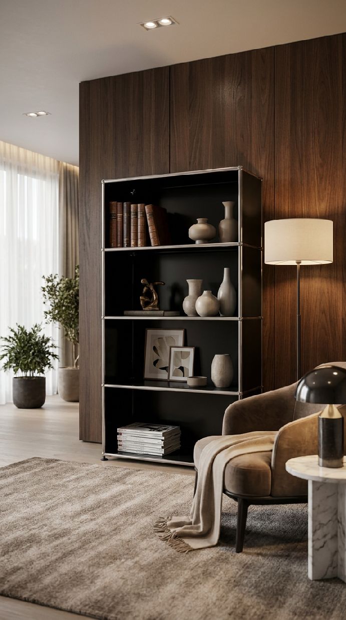 USM Haller Regal Offen H 144 cm Graphitschwarz - FAST DELIVERY