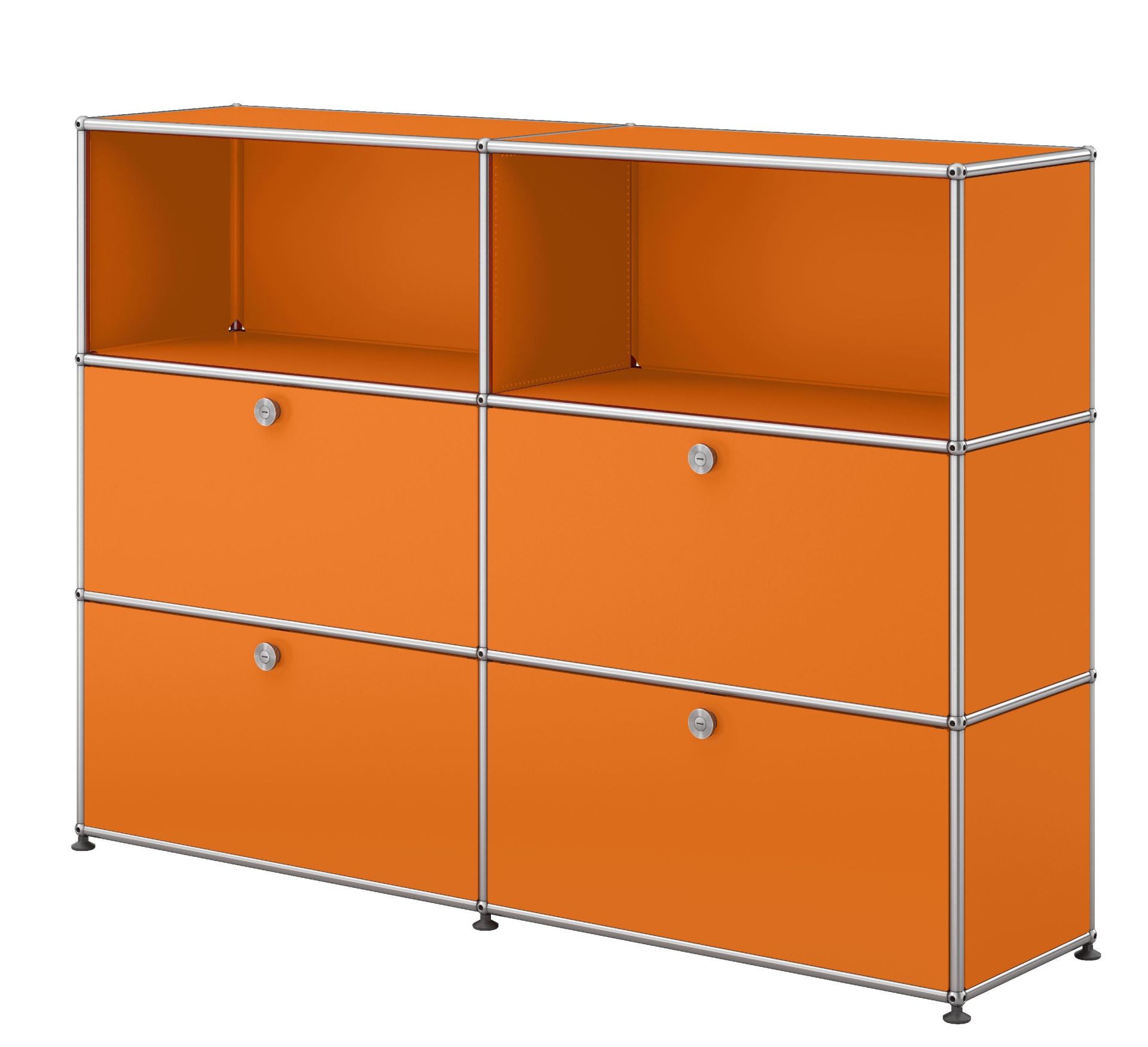 USM Haller Highboard 2 Offen / 2 Klappen / 2 Schubladen Reinorange