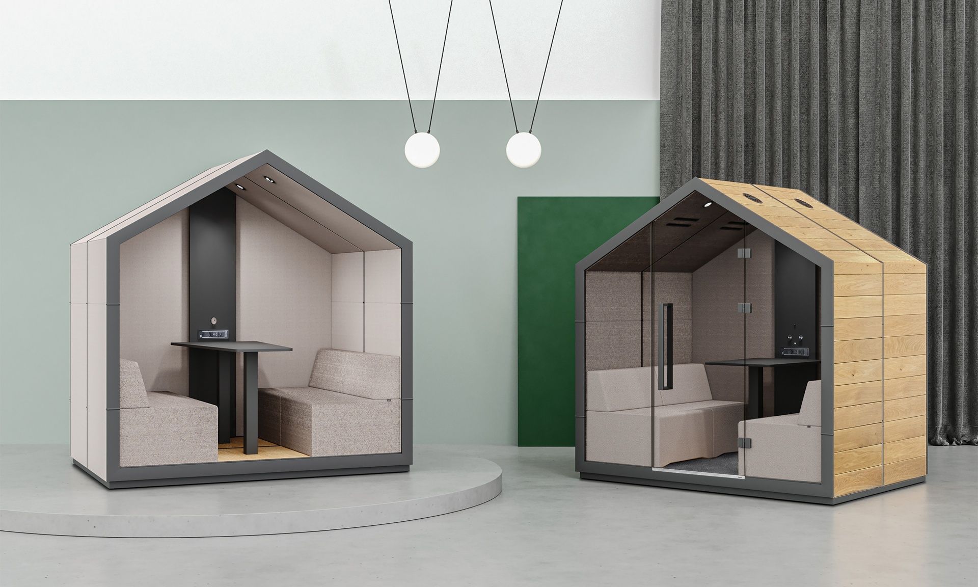 treehouse TH 4 Akustikkabinen von Bejot für vier Personen, moderne Büromöbel für konzentriertes Arbeiten.